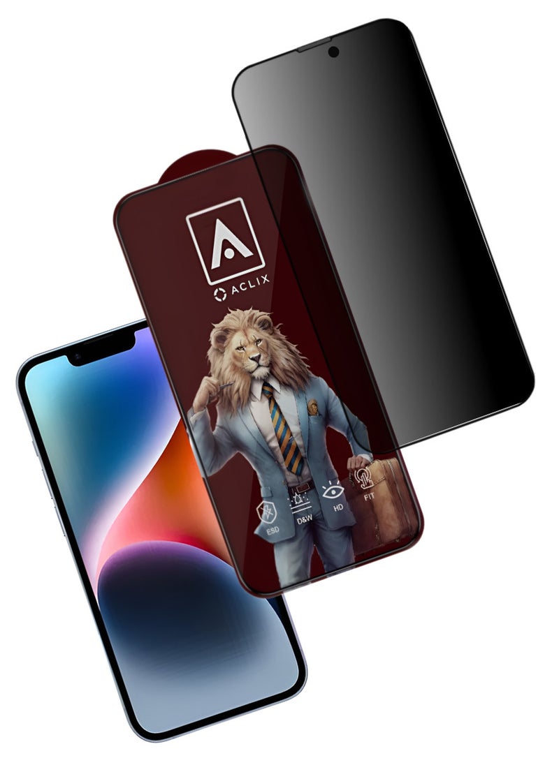 ACLIX Antistatic ESD Dust Proof Premium Quality High Definition Anti-Spy Privacy Tempered Glass Screen Protector Designed For  iPhone 14 Plus - Image 1