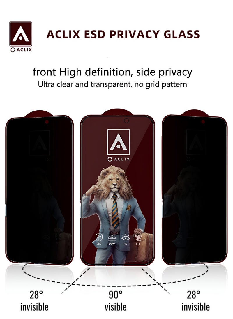 ACLIX Antistatic ESD Dust Proof Premium Quality High Definition Anti-Spy Privacy Tempered Glass Screen Protector Designed For  iPhone 14 Plus - Image 2