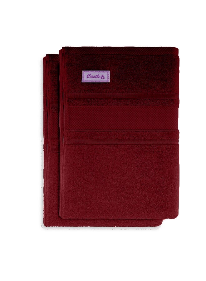 BYFT Home Castle (Maroon) Premium Cotton Bath Sheet (90X180 Cm-Set Of 2) Highly Absorbent, High Quality Bath Linen With Diamond Dobby 550 Gsm - Image 5