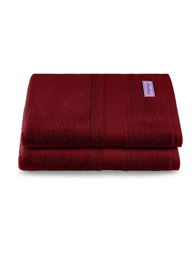 BYFT Home Castle (Maroon) Premium Cotton Bath Sheet (90X180 Cm-Set Of 2) Highly Absorbent, High Quality Bath Linen With Diamond Dobby 550 Gsm - Image 2