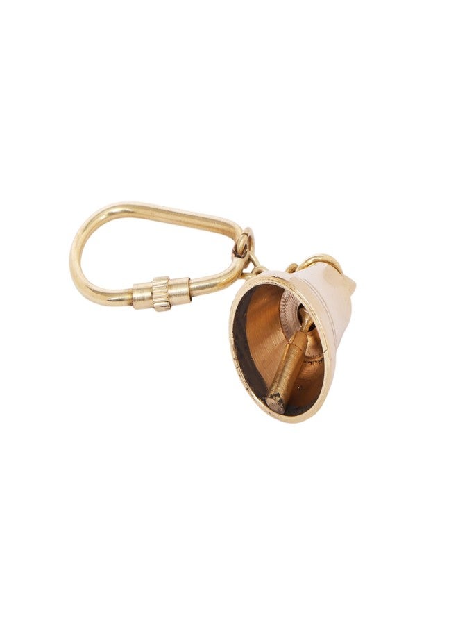 SHREEYAASH Brass Bell Keyring, Golden Polished Finish, 11 cm Decorative Metal Keychain with Chain Detail - Image 5