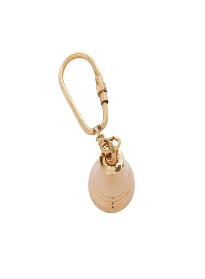 SHREEYAASH Brass Bell Keyring, Golden Polished Finish, 11 cm Decorative Metal Keychain with Chain Detail - Image 4