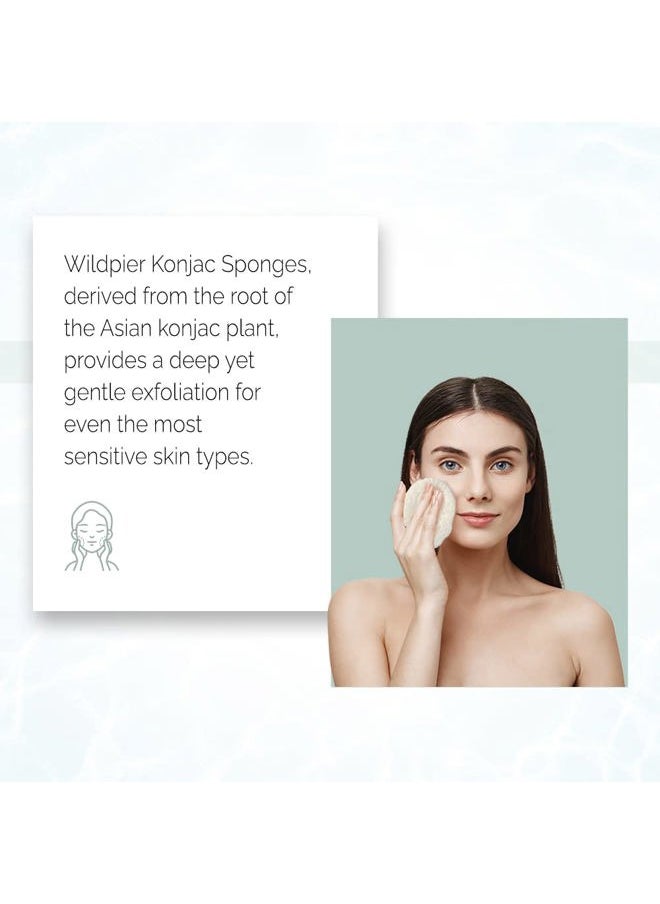 Wildpier - Beauty Konjac Sponge, Natural Luxury Facial Exfoliator, Face Scrubber, Makeup Remover, Plant Based Gentle Cleansing for Sensitive Skin, Removes Dead Skin Cells, White - Image 1