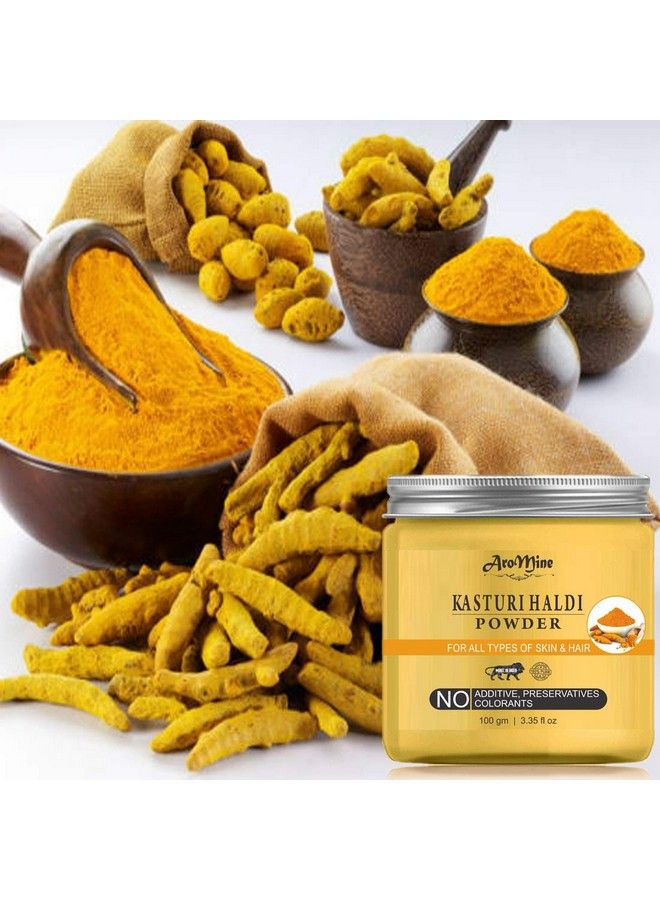Aromine Natural And Organic Kasturi Haldi Powder For Brightening And Glowing Skin Face Pack 100Gm - Image 4