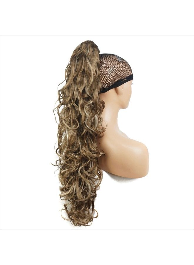 Lydell 30" Long Curly Styled Clip In Claw Ponytail Hair Extension Synthetic Hairpiece 280g with a jaw/claw clip (H16-613 blonde with Highlights) - Image 2