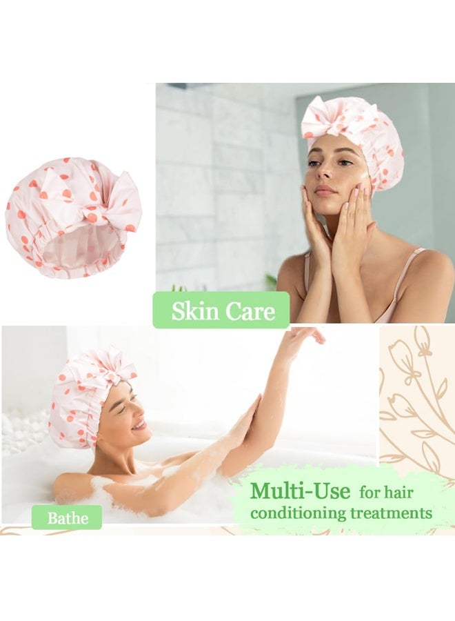 Shower Cap for Women Reusable Waterproof Hair Caps with Adjustable Bowknot, Ideal for Beauty Bathing, Hair Spa, and Travel Use  - Image 5