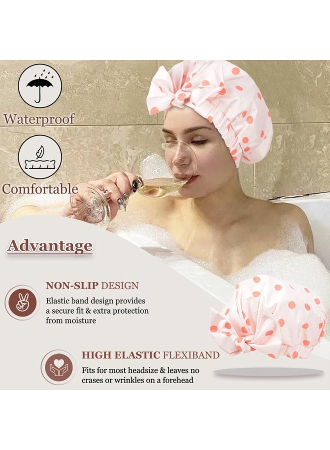 Shower Cap for Women Reusable Waterproof Hair Caps with Adjustable Bowknot, Ideal for Beauty Bathing, Hair Spa, and Travel Use  - Image 4