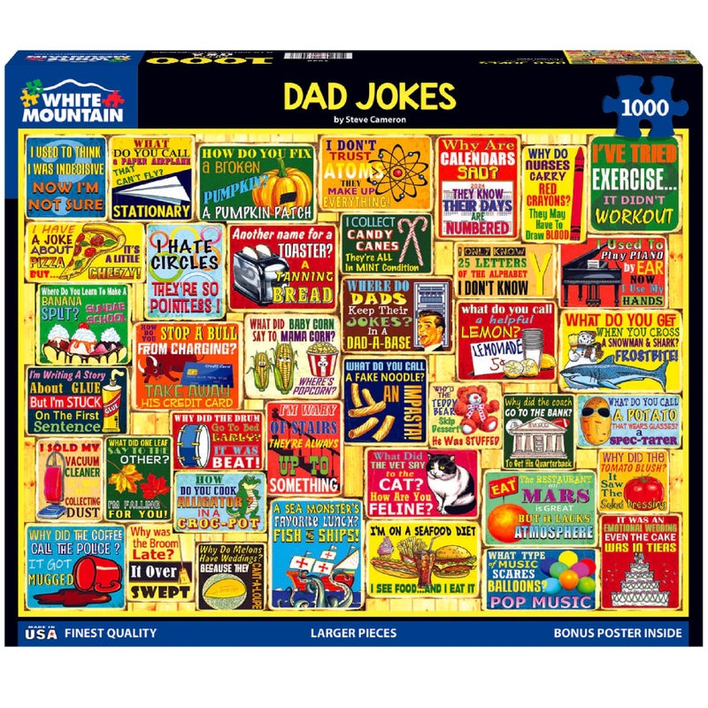 White Mountain 1000 Piece Jigsaw Puzzle Fathers Day Humor Collage Puzzles with Large Pieces Gift for Adults and Family 24x30 Dad Jokes - Image 2