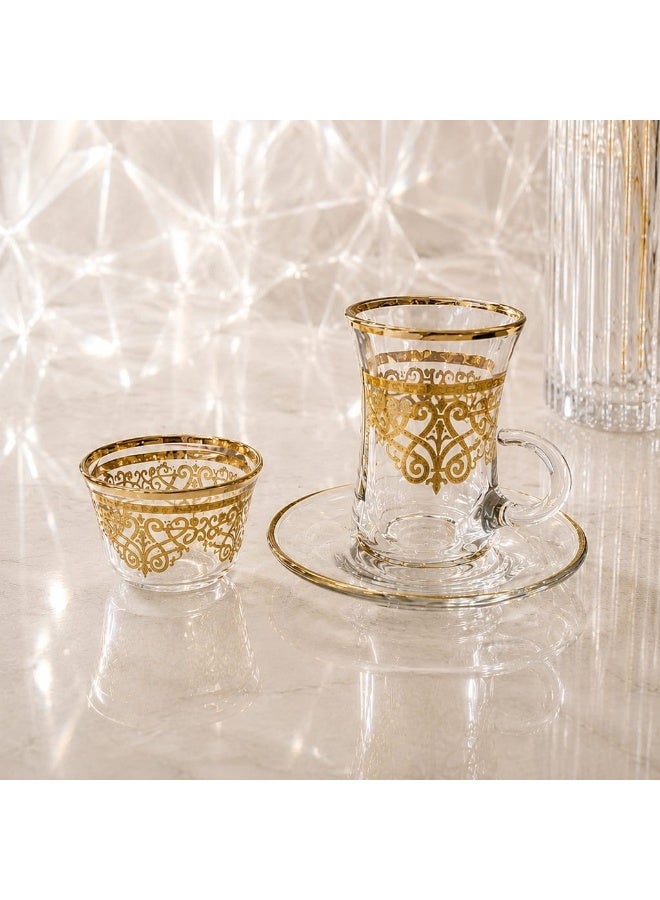 Almarjan Tea Set Clear & Gold 18 Pieces Elegant Serving Set For Gatherings Special Occasions Ramadan And Eid - Image 5