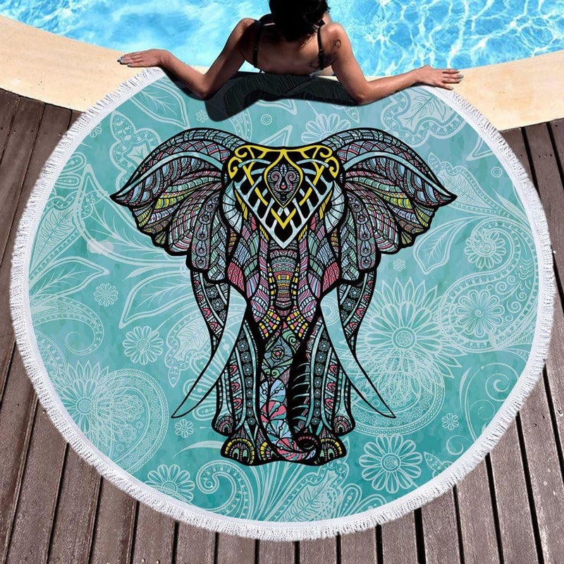 Violet Mist Round Beach Towel Blanket Tapestry Microfiber Roundie Terry Beach Throw Soft Multipurpose Table Cloth Wall Hanging Bed Cover for Women Home Traveling - Image 3