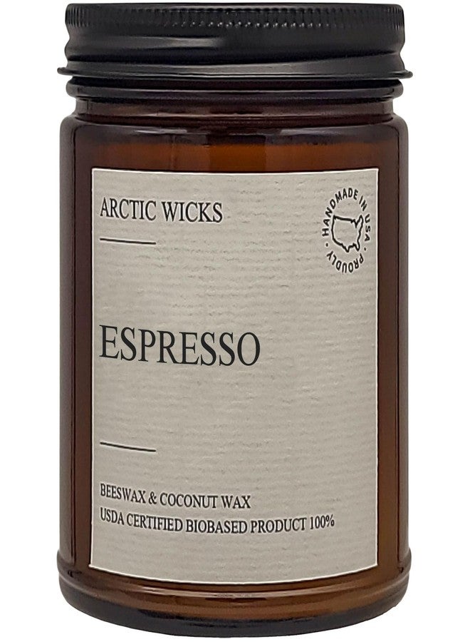 Arctic Wicks شمعة قهوة إسبريسو - شمعة Arctic Wicks غير سامة بجوز الهند وشمع العسل، وزن 9 أونصات - شموع قهوة لعشاق القهوة - شمعة إسبريسو بجوز الهند وشمع العسل - شموع إسبريسو نظيفة الاحتراق وغير سامة - Image 1