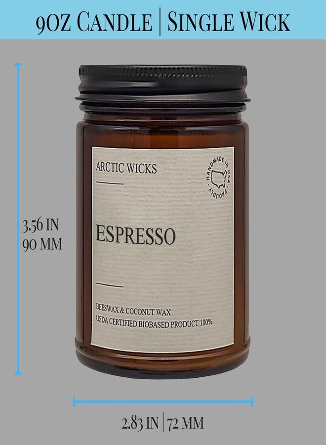 Arctic Wicks شمعة قهوة إسبريسو - شمعة Arctic Wicks غير سامة بجوز الهند وشمع العسل، وزن 9 أونصات - شموع قهوة لعشاق القهوة - شمعة إسبريسو بجوز الهند وشمع العسل - شموع إسبريسو نظيفة الاحتراق وغير سامة - Image 3