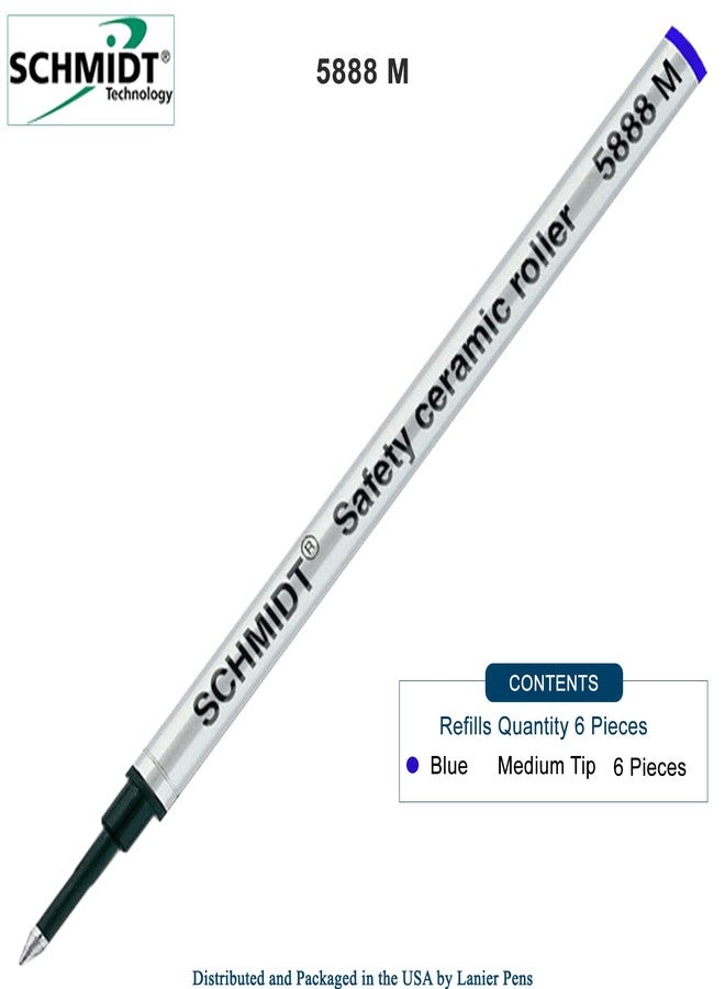 Lanier Pens Schmidt 5888 M Safety Ceramic Rollerball Metal Refill - Blue (Medium Tip 0.7mm) - Pack of 6 - Image 2