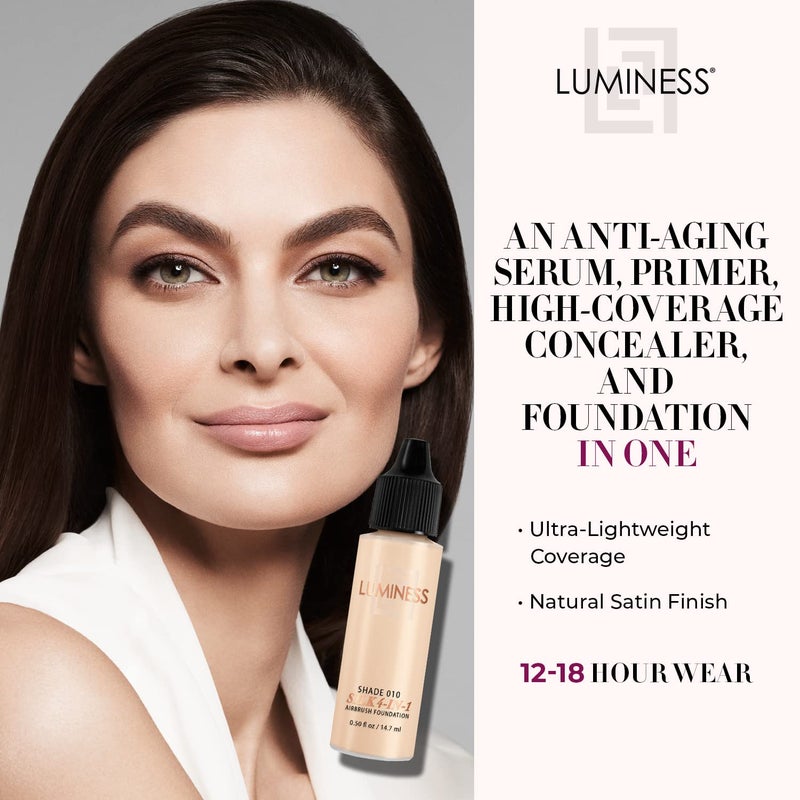 Luminess Air Silk 4-In-1 Airbrush Foundation- Foundation, Shade 010 (.5 Fl Oz) - Sheer to Medium Coverage - Anti-Aging Formula Hydrates and Moisturizes - Professional Makeup Kit for Cordless Air Brush - Image 2