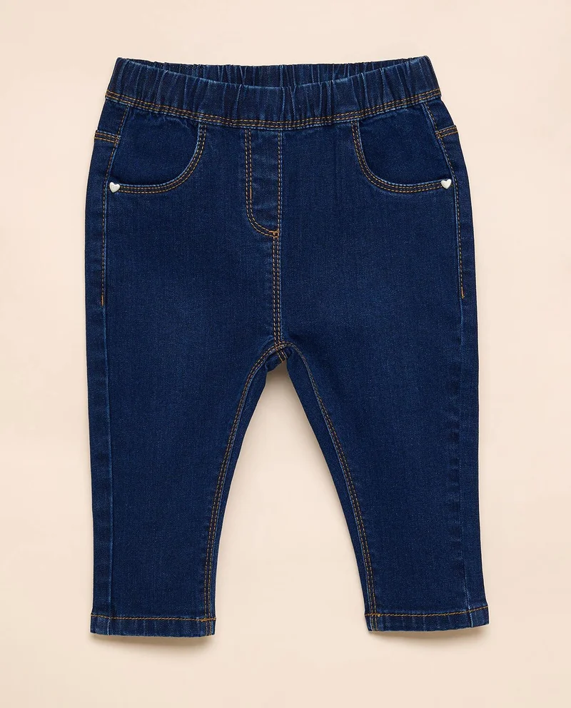 R&B Washed Jeggings with Elastic Waist