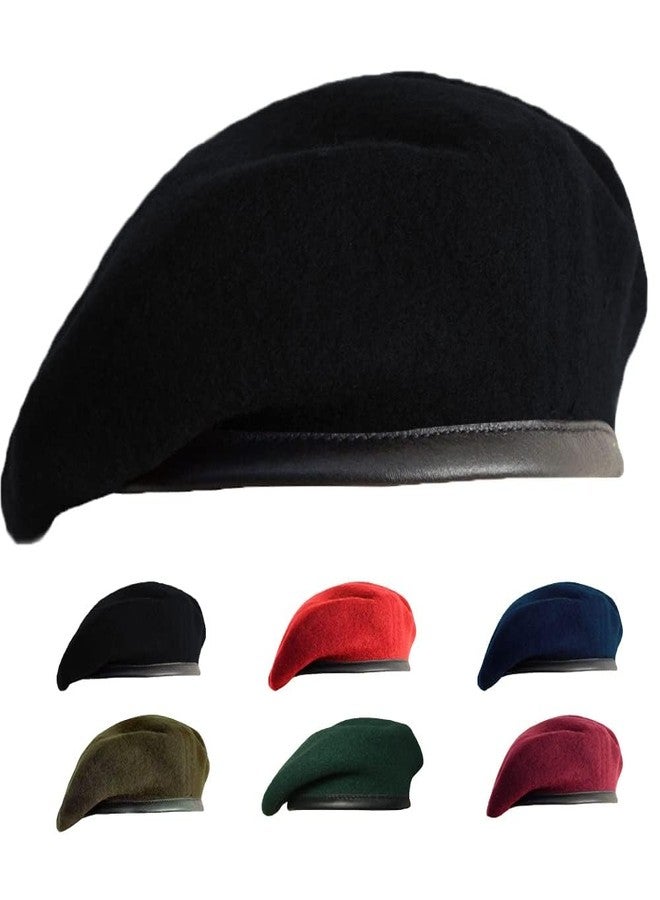 Gajaous British Military Berets for Men and Women,Wool and Leather Beret Hats,Multiple Colours Army Beret - Image 1