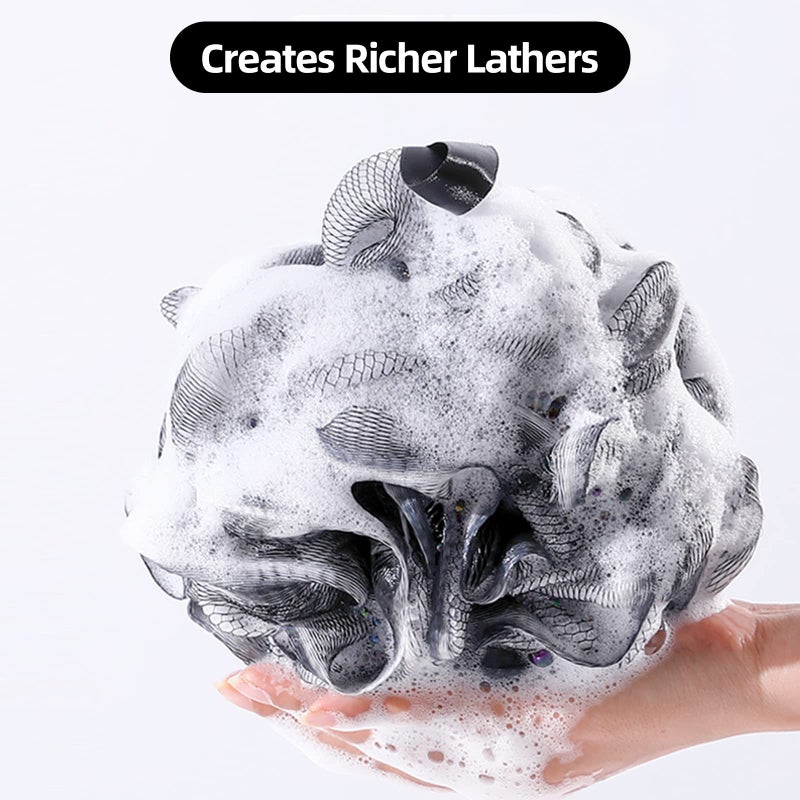 Fu Store Loofah Sponge Shower Loofahs 70g Bath Sponges Mesh Balls 4 Colors for Body Scrubber Exfoliator Wash Back Scrubber Bathroom Men Women - 4 Pack Scrubbers Cleaning Bathing Accessories - Image 2