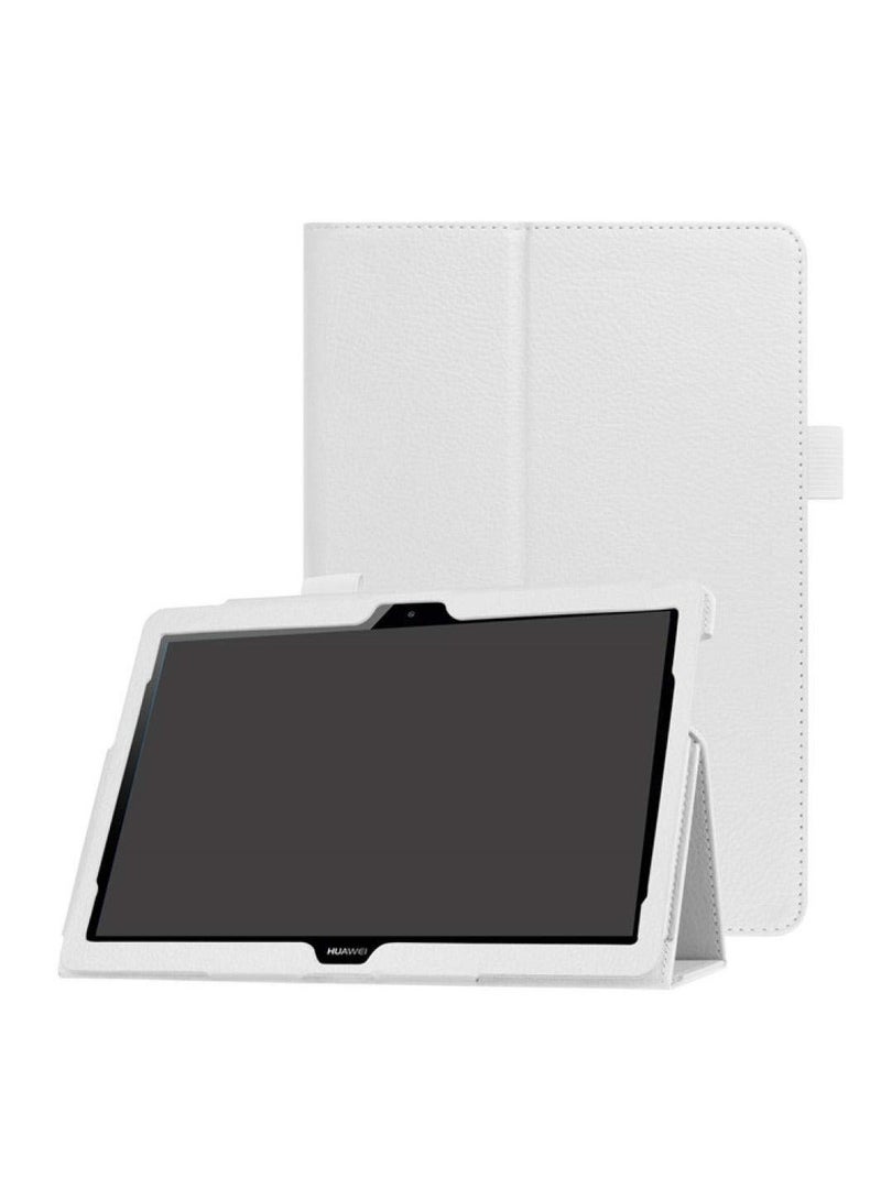 Captaintech Huawei Media Pad Case for Huawei T3 10 Case, 9.6 inch Smart Texture Tablet Cover  Leather Tablet Case Magnetic Closure Tablet  for Huawei Media Pad T3 10 AGS-WO9 AGS-L09 and Honor Play Pad 2(White) - Image 1
