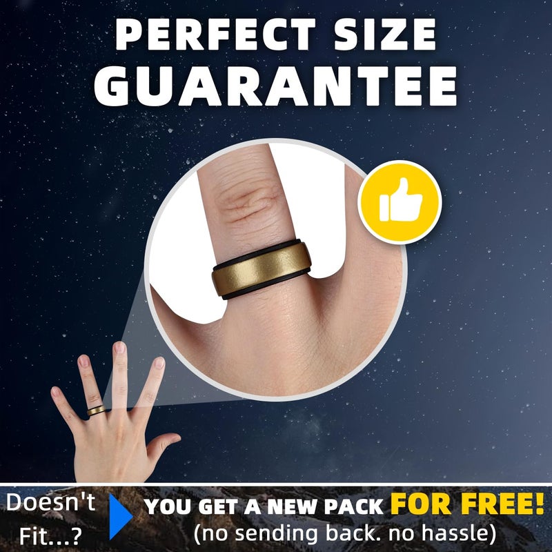 Egnaro Silicone Rings for Men 1/4/6 Multipack of Breathable Mens Silicone Rubber Wedding Rings Bands - Step Edge - Image 5