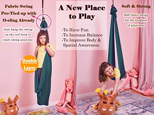DOI IRON Sensory Swing for Kids with 360° Swivel Hook, Saggy-Resistant Double-Layer Fabric Indoor/Outdoor Cocoon Therapy Swing for Autism, Yoga & Play - Image 5