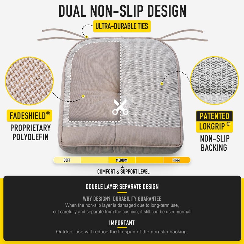 SUNROX Memory Foam Non Slip Rocking Chair Cushion, FadeShield Water Resistant Thicken Durable Tufted Pads, Set of Seat & Back Cushion with Ties for Indoor/Outdoor Rocker, 2 Piece, Husk Birch - Image 5
