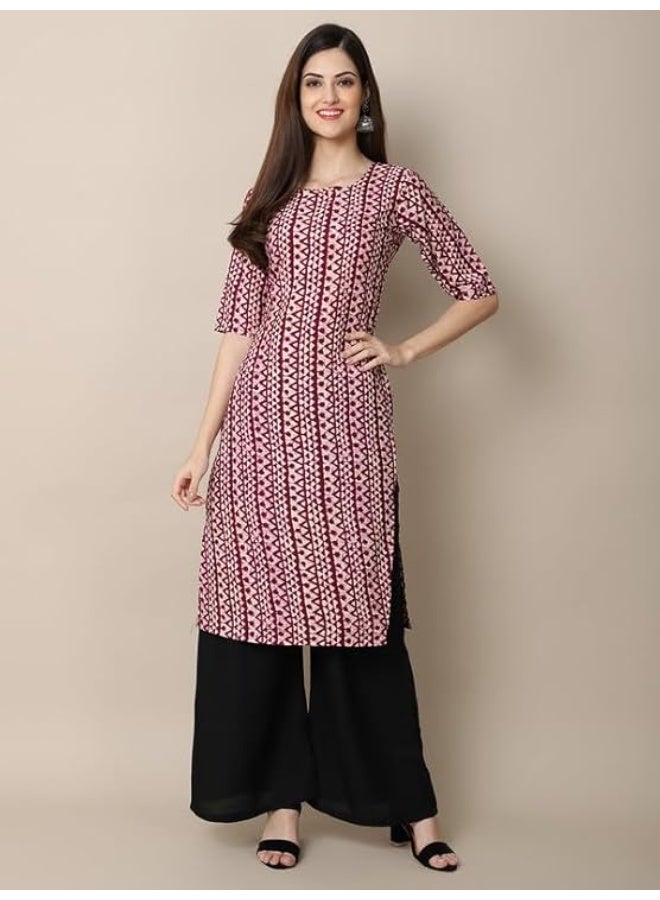 Pinkmint store Women's Crepe Print Straight Kurta [Pack of 6] M - Image 5