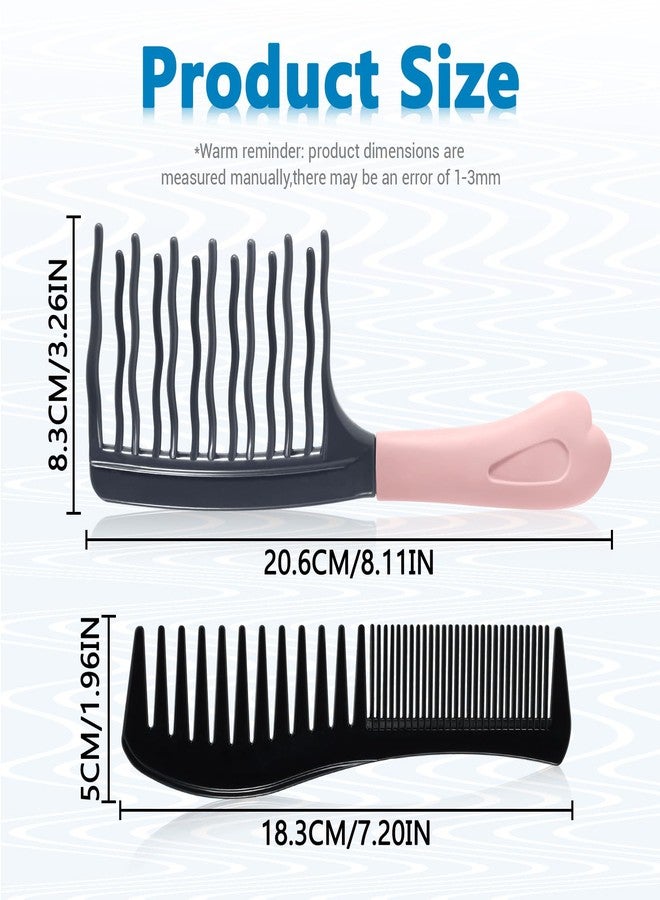 SIMPOR 2 Pack Wide Tooth Comb for Curls and Detangling Comb Set, Large Wavy Tooth Detangler Brush and Double Sided Styling Hair Comb for Wet Dry Hair, Shower Barber Combs for Women Men Thick Curly - Image 2