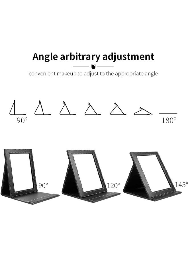 DUNISO Folding Mirror，PU Leather Travel Mirror, Portable Folding Vanity Mirror with Stand,Not Easily Deformed, Adjustable Angle， for Travel Camping, Desk,Vanity Table, Travel,20x15cm  - Image 3