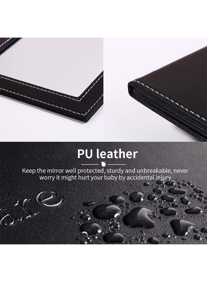 DUNISO Folding Mirror，PU Leather Travel Mirror, Portable Folding Vanity Mirror with Stand,Not Easily Deformed, Adjustable Angle， for Travel Camping, Desk,Vanity Table, Travel,20x15cm  - Image 5