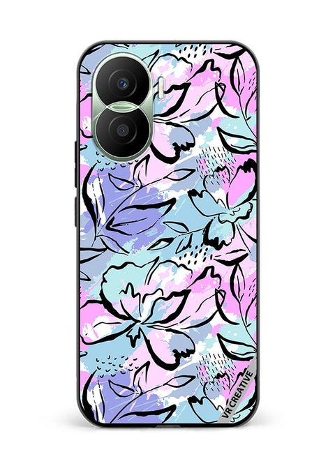 Protective Case Cover For Honor Play7T Pro Abstract Flowers Print Design Multicolour