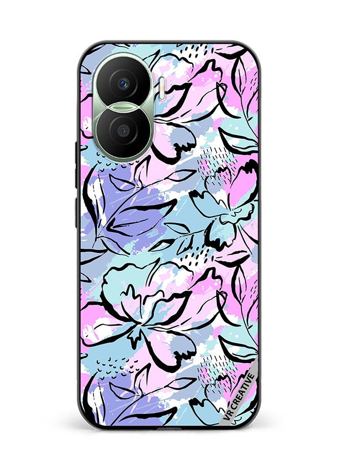 VR CREATIVE - Protective Case Cover For Honor Play7T Pro Abstract Flowers Print Design Multicolour - Image 1