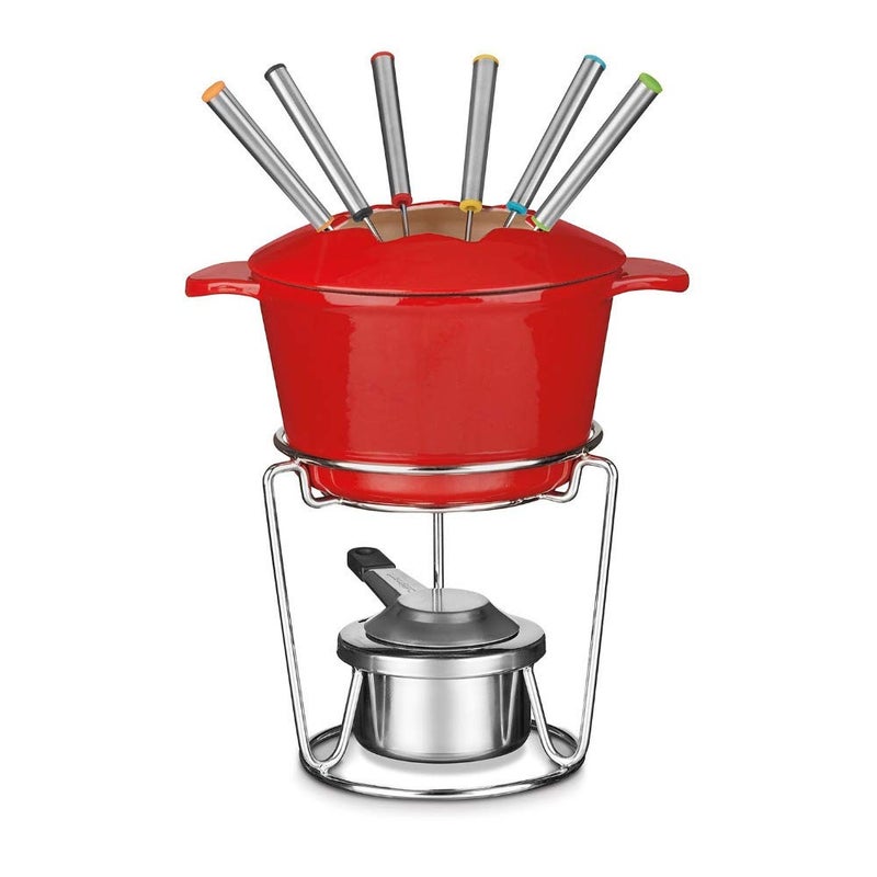 Cuisinart 13-Piece Cast Iron Fondue Set, Red - Image 2
