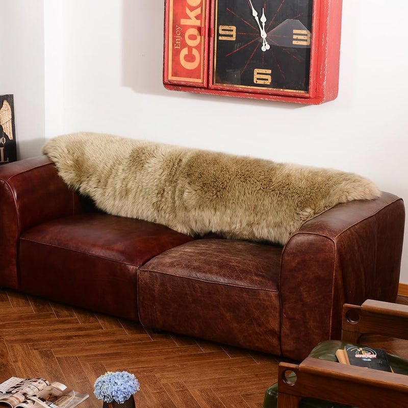 LLB Genuine Sheepskin Area Rug Wool Rug Fur Carpet Fluffy Shaggy Fur Rug for Living Room Kids Bedroom Real Sheepskin Throw Lambskin Rugs Sofa Mat Chair Seat Covers (Tan, 2 x 6 ft Sheepskin) - Image 5
