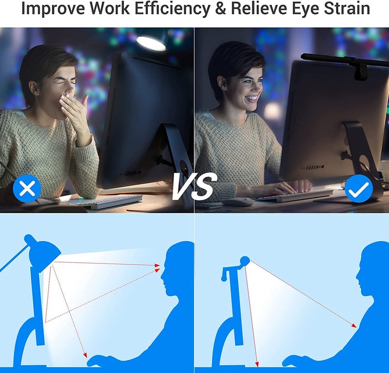 Quntis Computer Monitor Light, Screen Light Bar No Glare, 20.4'' Monitor Lamp with Auto-Dimming, Adjustable Brightness and Color Temperature, USB Reading LED Monitor Light for Desk/Home/Office - Image 3