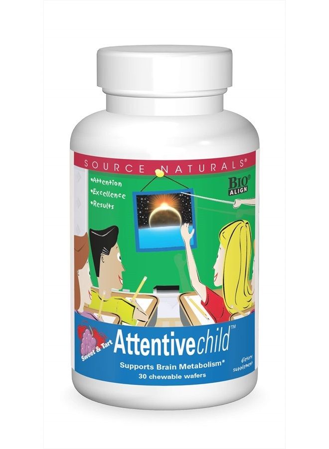 Source Naturals رقائق قابلة للمضغ للأطفال لدعم عملية التمثيل الغذائي في الدماغ - 30 رقائق فواكه - Image 1