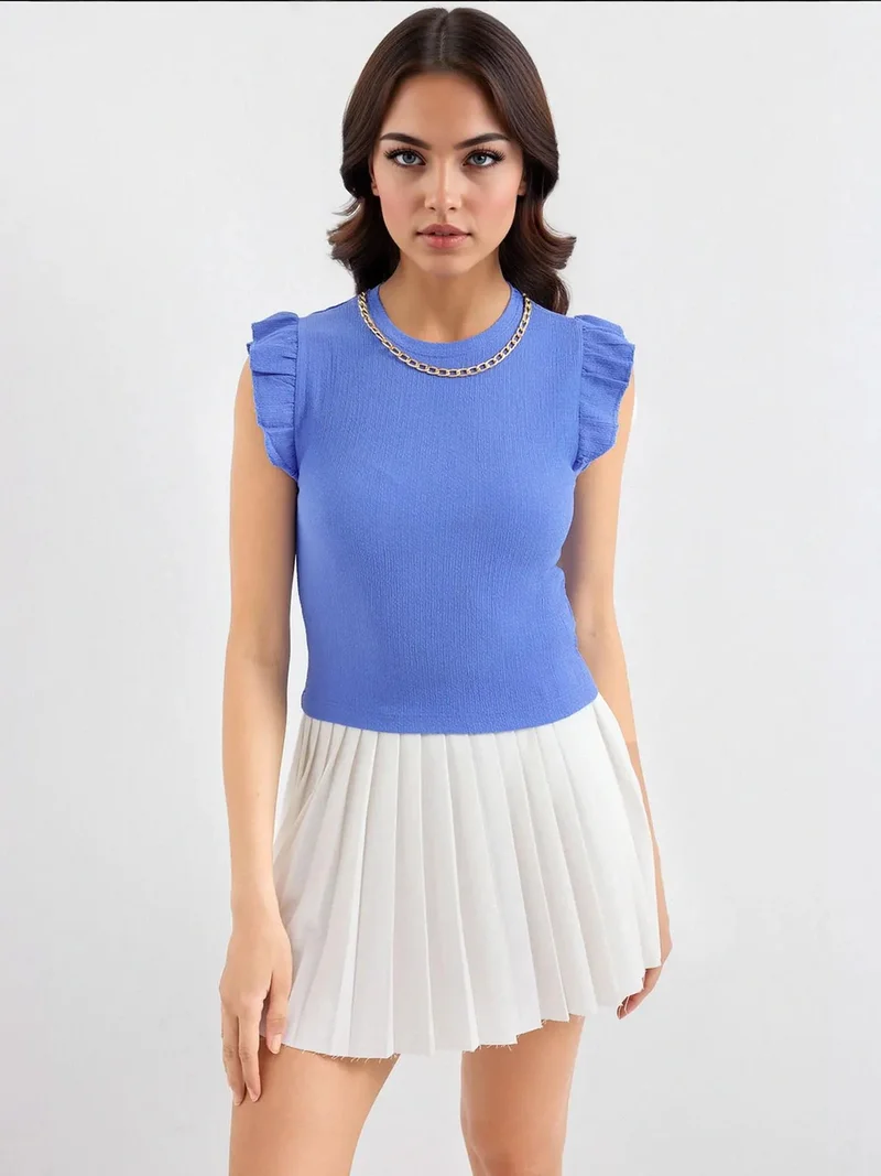 بيغ دارت بلوزة بياقة مستديرة مطرزة بنسيج بارز