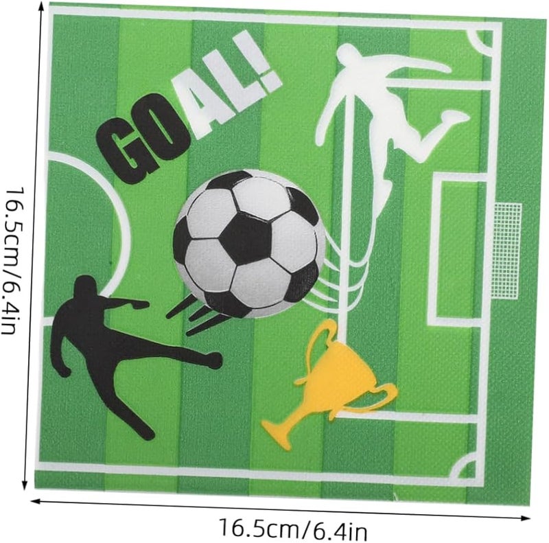 20 قطعة مناديل ورقية قابلة للتخلص بتصميم كرة القدم، مستلزمات حفلات كرة القدم الماصة لأعياد الميلاد - Image 3