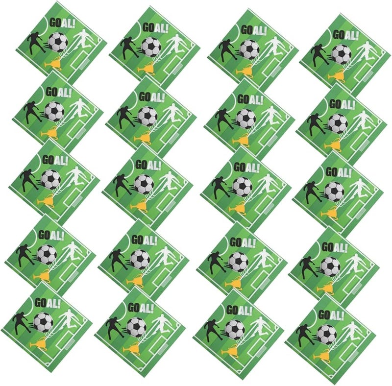 20 قطعة مناديل ورقية قابلة للتخلص بتصميم كرة القدم، مستلزمات حفلات كرة القدم الماصة لأعياد الميلاد - Image 2
