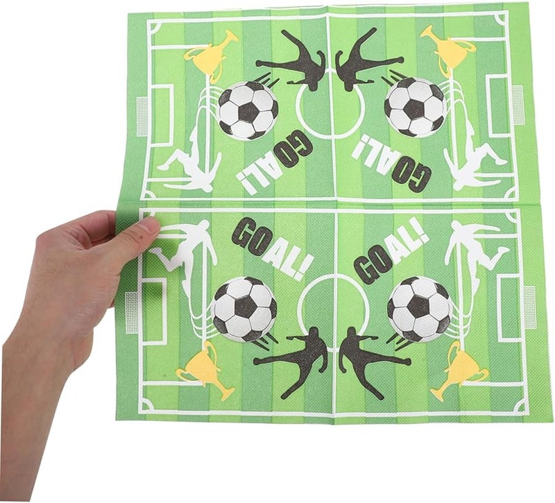 20 قطعة مناديل ورقية قابلة للتخلص بتصميم كرة القدم، مستلزمات حفلات كرة القدم الماصة لأعياد الميلاد - Image 5