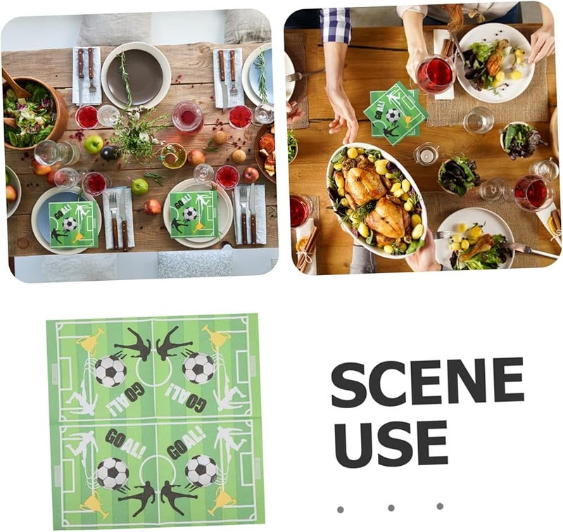 20 قطعة مناديل ورقية قابلة للتخلص بتصميم كرة القدم، مستلزمات حفلات كرة القدم الماصة لأعياد الميلاد - Image 4