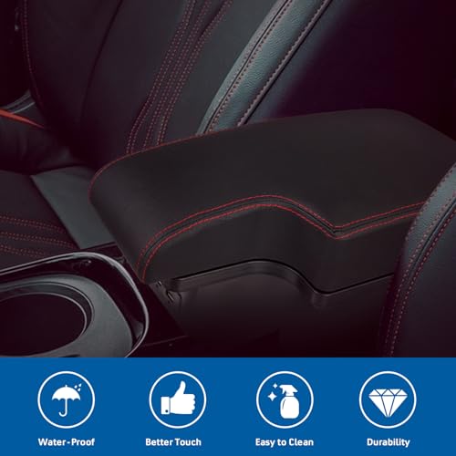 Donpida Consoles Armrest compatible with Nissan Juke 2010-2017 Center Console Box Armrest Box USB Charge Black with Red Stitching - Image 4