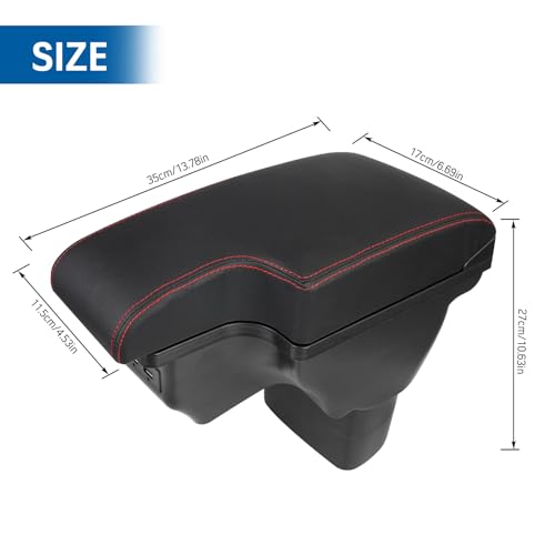 Donpida Consoles Armrest compatible with Nissan Juke 2010-2017 Center Console Box Armrest Box USB Charge Black with Red Stitching - Image 2