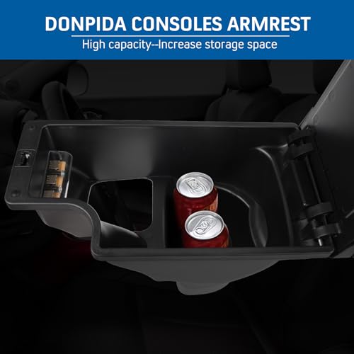 Donpida Consoles Armrest compatible with Nissan Juke 2010-2017 Center Console Box Armrest Box USB Charge Black with Red Stitching - Image 5