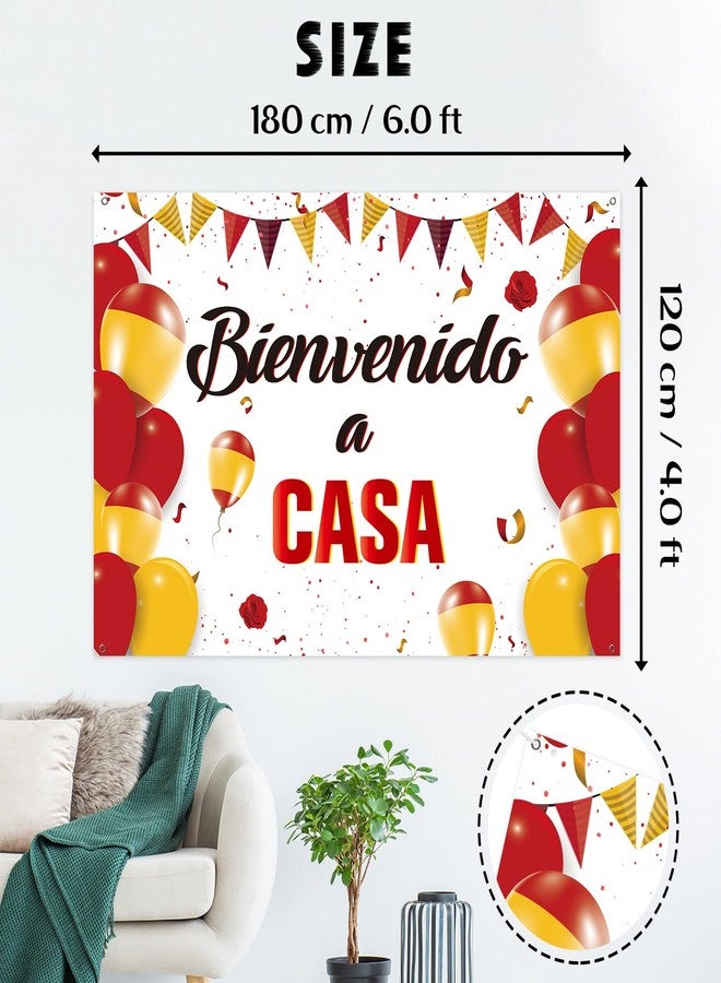 INNORU Bienvendo a Casa Backdrop Banner, Spanish Homecoming Housewarming Party Photography Backdrop Durable Fabric, Fiesta Party Home Family Decorations Photo Booth Props 6x4ft - Image 3