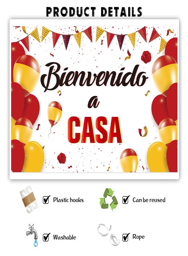 INNORU Bienvendo a Casa Backdrop Banner, Spanish Homecoming Housewarming Party Photography Backdrop Durable Fabric, Fiesta Party Home Family Decorations Photo Booth Props 6x4ft - Image 2