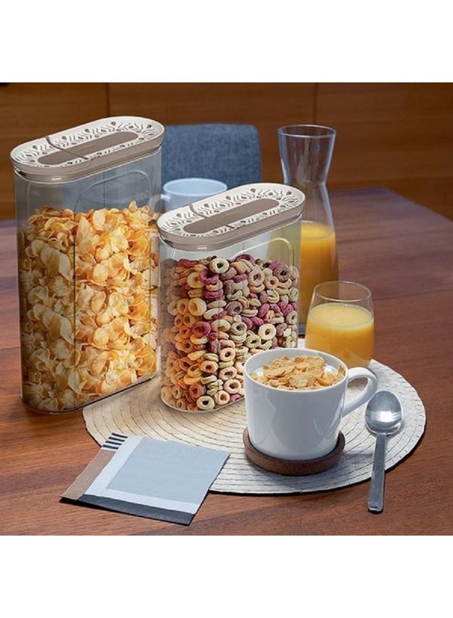 Stefanplast Tosca Plastic Cereal Jar with Airtight Lid Clear and Beige 2.8 Liter - Image 3