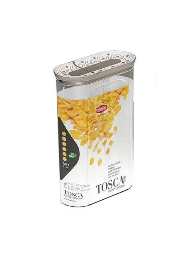 Stefanplast Tosca Plastic Cereal Jar with Airtight Lid Clear and Beige 2.8 Liter - Image 2