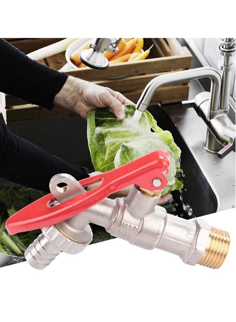 SYOSI Home Water Tap, Brass Thread Water Supply Manual Tap Lockable Faucet Home Outdoor Garden Tool Durable Bibcock Outside Garden Tap, 1/2 Inch  - Image 2
