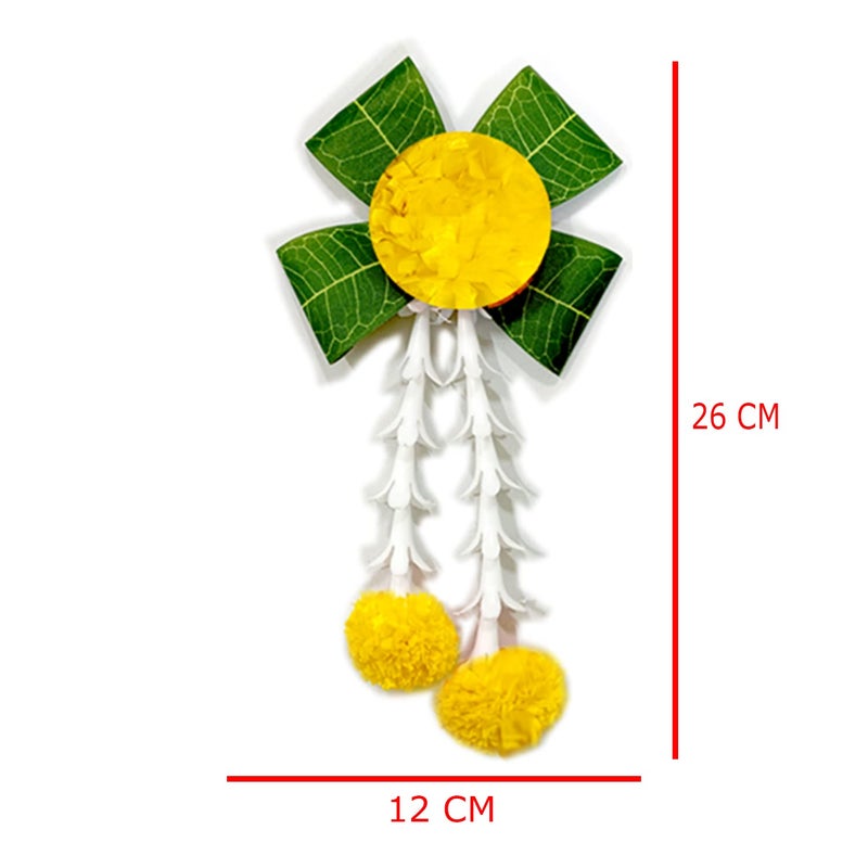 S2S زينة أوراق وزهور المانجو في المنزل | زينة حفلات الزفاف، زينة الفعاليات | خلفية بسيطة وسهلة - صفراء (عبوة من 12 قطعة) - Image 3
