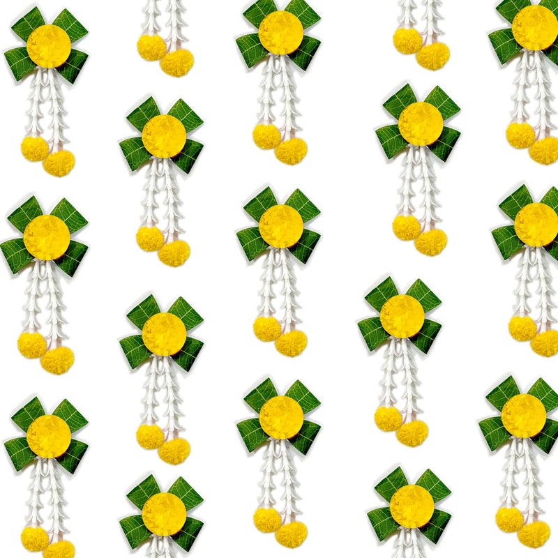 S2S زينة أوراق وزهور المانجو في المنزل | زينة حفلات الزفاف، زينة الفعاليات | خلفية بسيطة وسهلة - صفراء (عبوة من 12 قطعة) - Image 2
